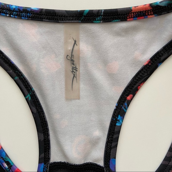X By Gottex Mesh Racerback Tank Top Black/Multi Color Floral Print Size XS - Picture 8 of 9